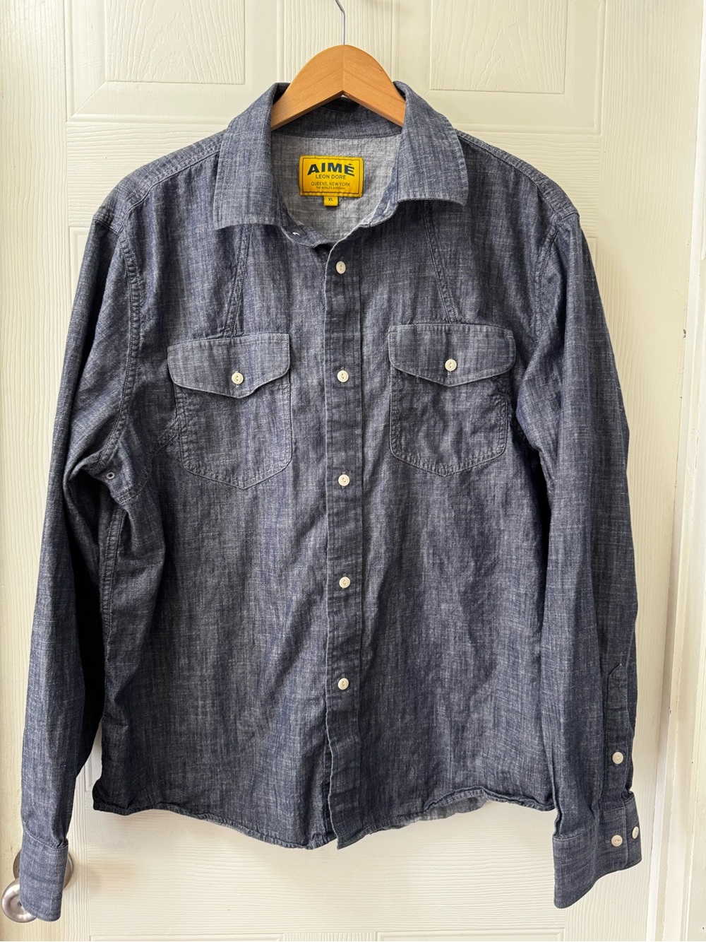 Aime Leon Dore Men's Dark Chambray Button-Down Shirt - Blue